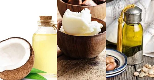 coconut oil, shea butter, argan oil